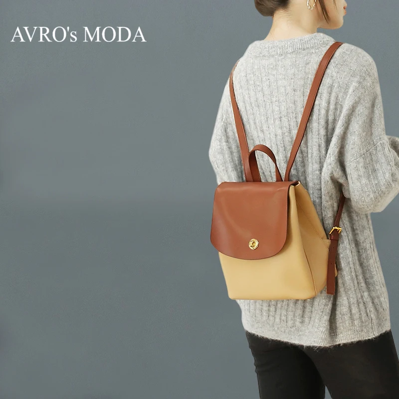 AVRO's MODA Fashion Genuine Leather Backpacks For Women Shoulder Bags Ladies High Quality Casual Teenagers School Travel Bag