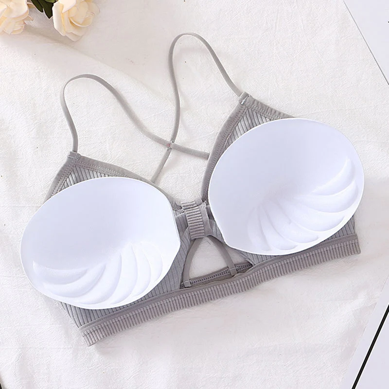 Padded Bra Sexy Womens Backless Seamless Underwear Soft Comfortable Brassiere Solid Tops Push Up Wire Free Lingerie | Женская одежда