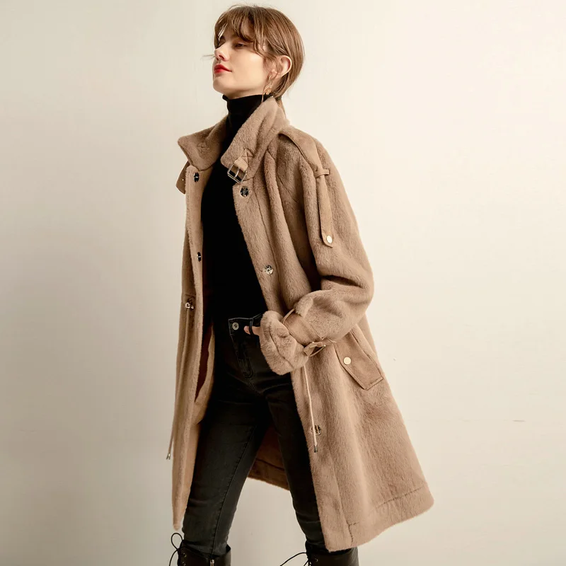 Женская зимняя меховая куртка модная плюшевая теплая Дамская норковая толстая