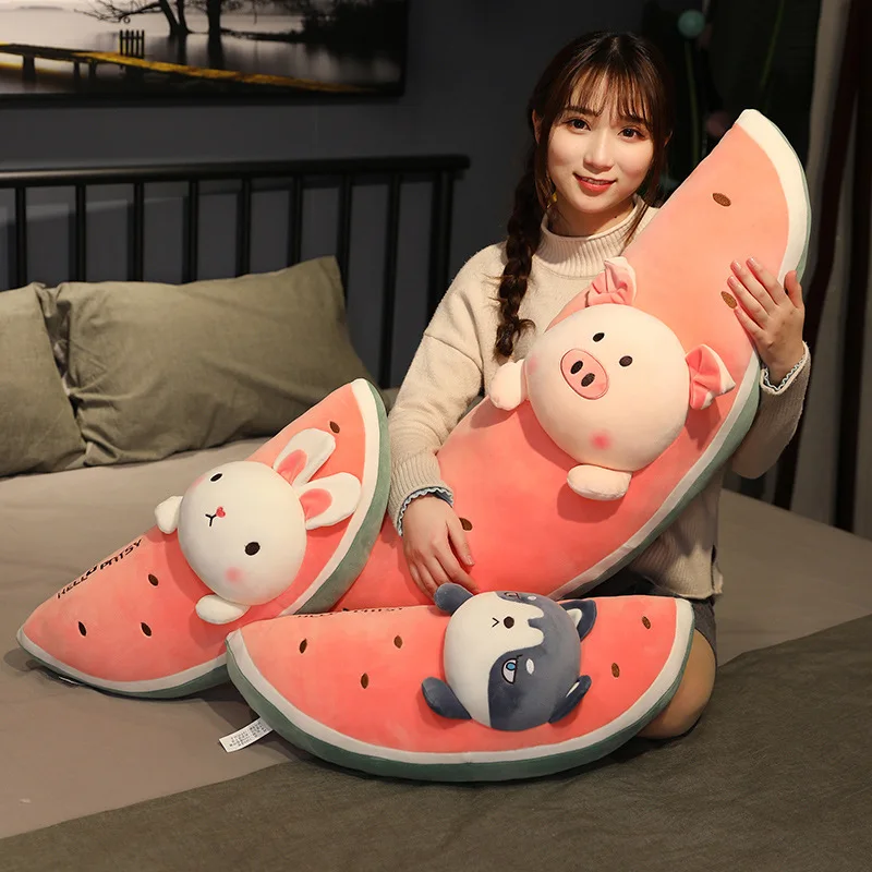 

Cartoon Fruit Animal Semicircle Pillow Plush Sleep For Bed Sofa