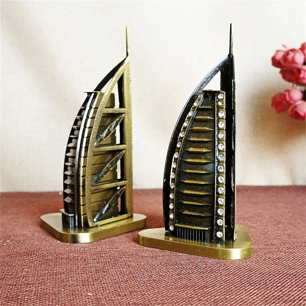 

Metal 3D World's Great Landmark Architecture Pyramid Sailing Hotel Christmas Gift Metal Figurine Building Model For Home Decor