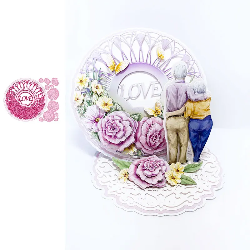 

Friendly Flower Wreath Love Metal Cutting Dies Scrapbook Dariy Decoration Stencil Embossing Template DIY Greeting Card Handmade