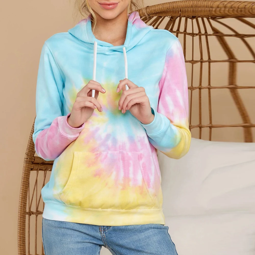 

Women Hoodie Tie Dye Print Winter Sweatshirt Girls Plus Size Hooded Pullover Casual Streetwear Hoody 2020 Fashion Female Clothes