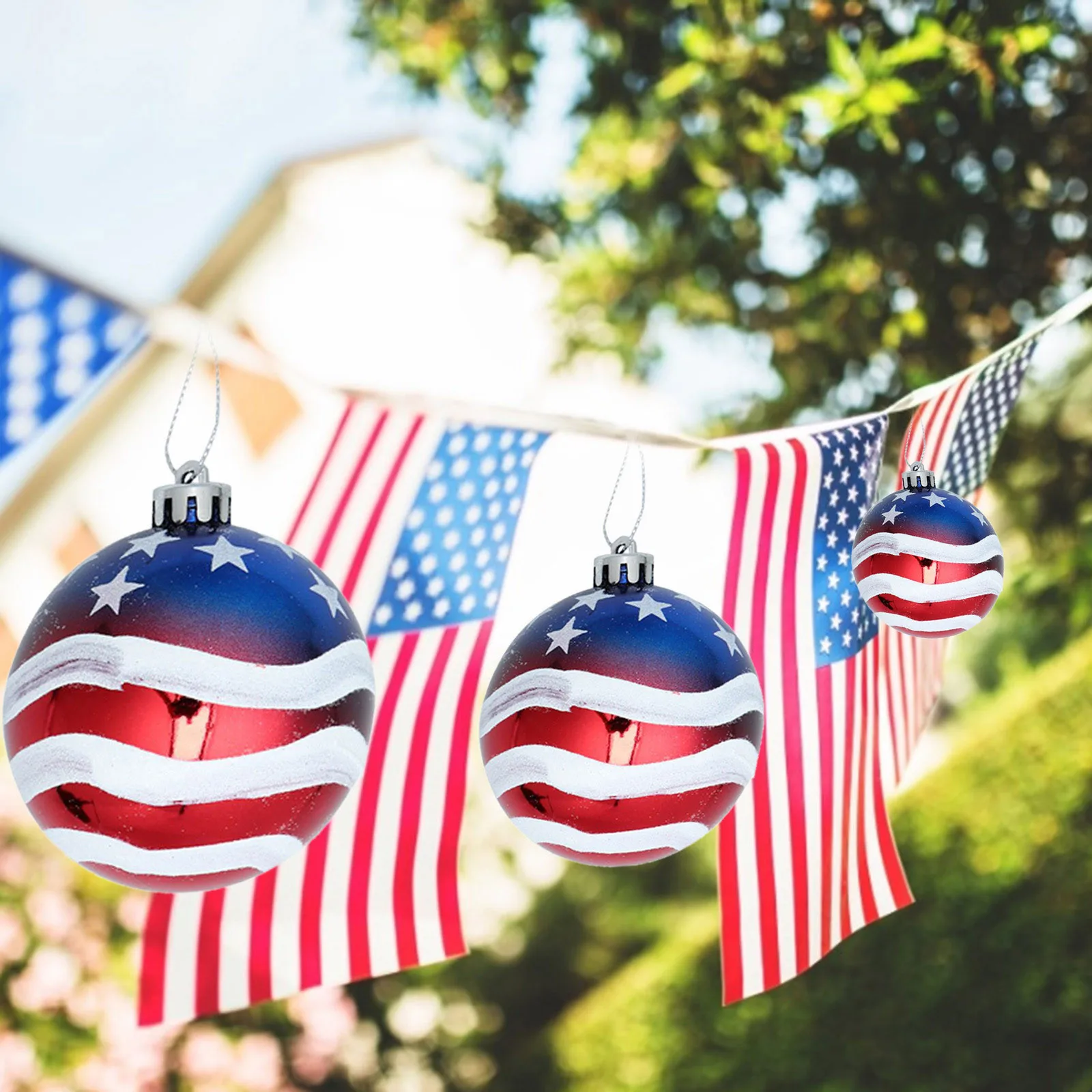 

12pc Independence Day Decoration Hanging Ball Pendant Gift Ornaments Christmas Pendant Ornaments Decoration Accessories