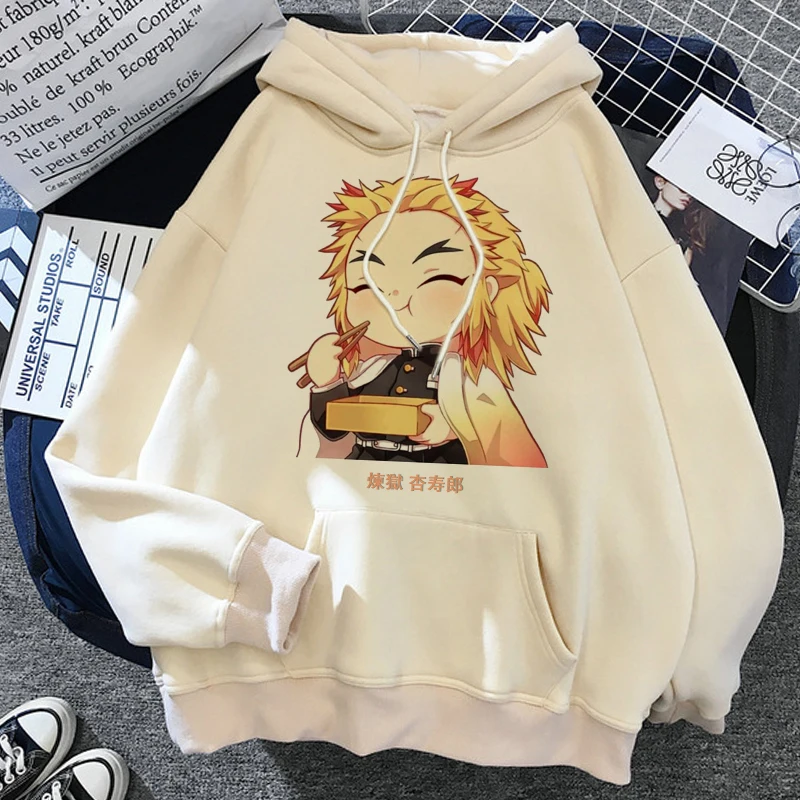 Demon Slayer Anime Harajuku Hoodie Women Rengoku Kyoujurou Hoodies Aesthetic Clothes Kimetsu No Yaiba Mugen Train Sweatshirt Top | Женская