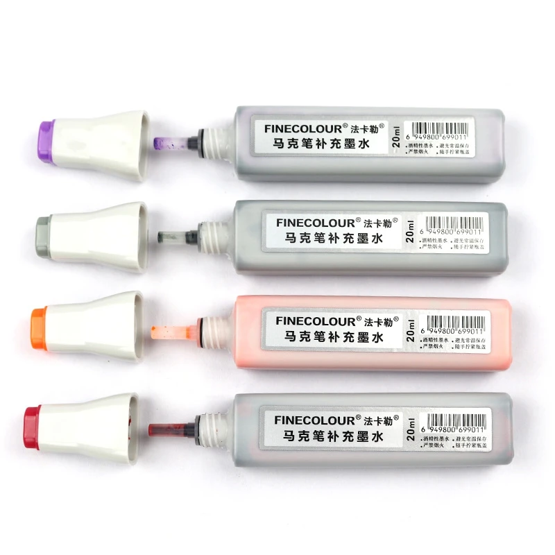 Finecolour EF900 художественные масляные спиртовые чернильные маркеры 20 мл EF100/101/102 универсальные пополняющие/добавляемые/Заполняемые жидкие чернила 480 цветов