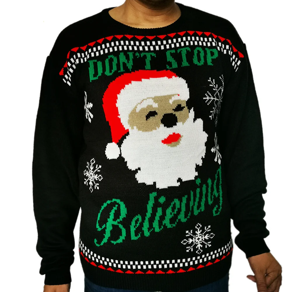 

Men's autumn new casual jacquard Santa Claus warmth Christmas sweater jacket men's winter retro crew neck sweater pullover men