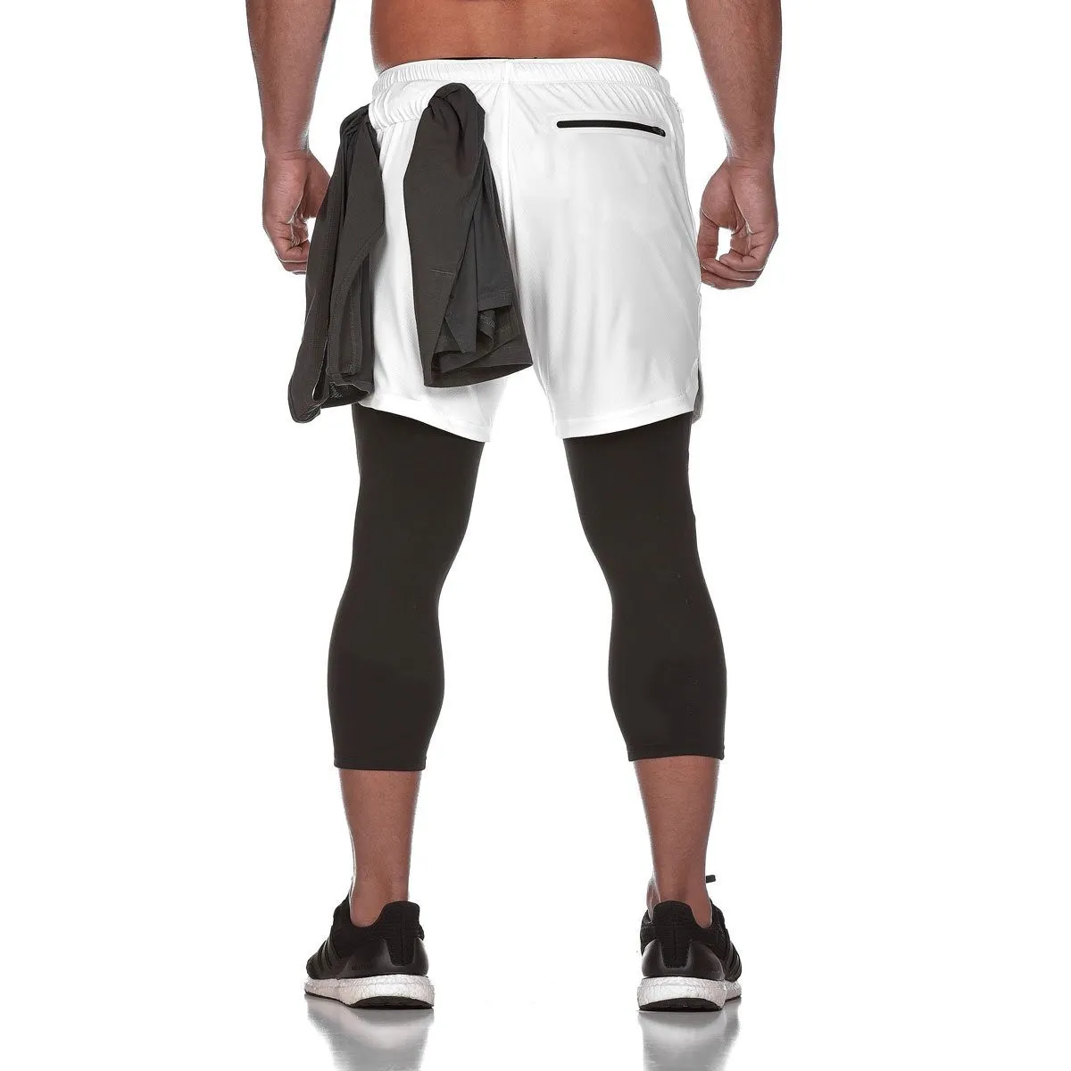 

Fashion leisure men's sports trousers quick dry double-layer seven-point shorts outdoor running fitness pants jogging