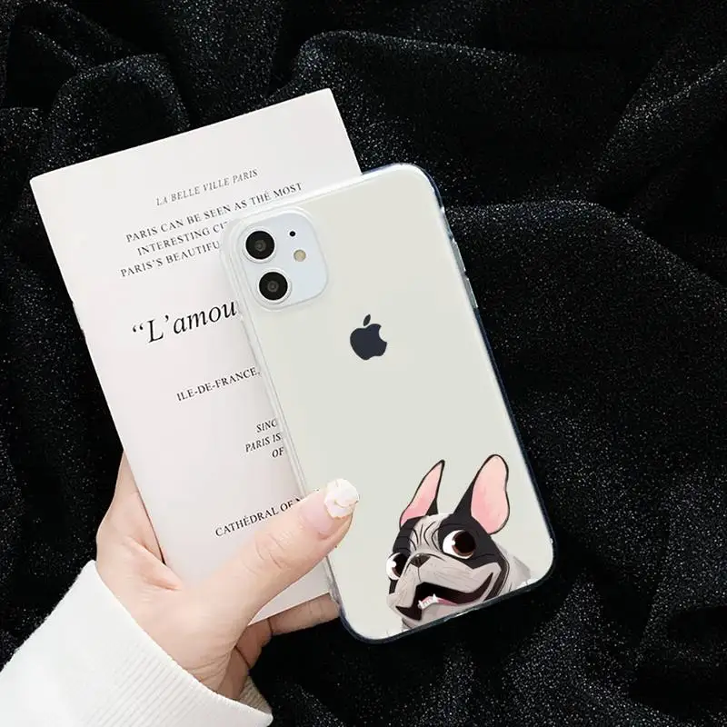 

French Bulldog Phone Case Transparent for iPhone 6 7 8 11 12 s mini pro X XS XR MAX Plus cover funda shell