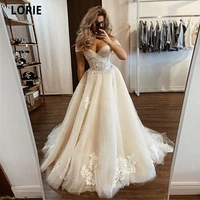 lorie off the shoulder bohomia wedding dresses 2020 open back lace appliques with tulle beach bridal gowns country party dress