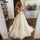 Свадебные платья с открытыми плечами LORIE 2020, кружевные платья с открытой спиной и аппликацией из тюля, пляжные свадебные платья, платье для деревенской вечеринки