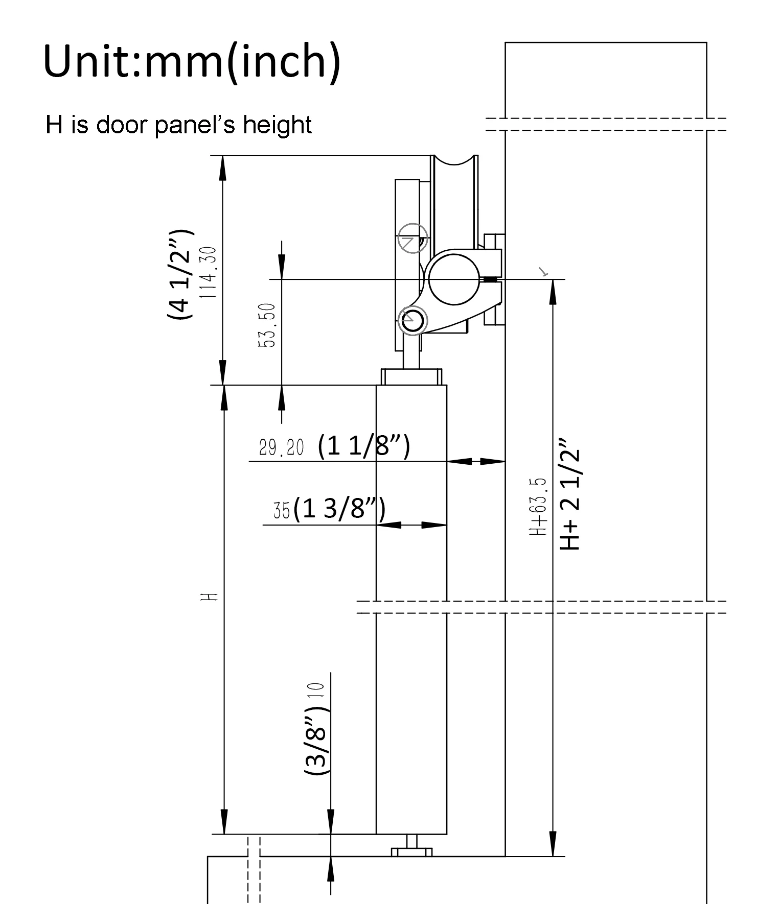DIYHD 5FT-8FT верхнее крепление из нержавеющей стали с двойной головкой, оборудование для раздвижной двери сарая