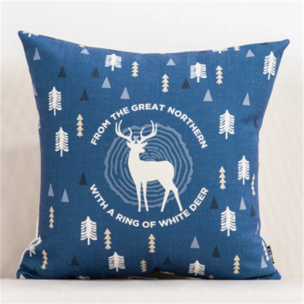 Рождественское украшение квадратная декоративная подушка чехол синяя