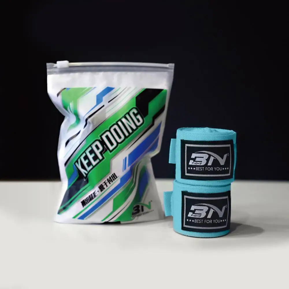Light Blue BN одна пара 5 м* 5 см боксерские обертывания хлопок спортивный ремень боксерские перчатки бинты эластичные Муай Тай ММА тхэквондо тренировки рук обертывания - Цвет: Light Blue