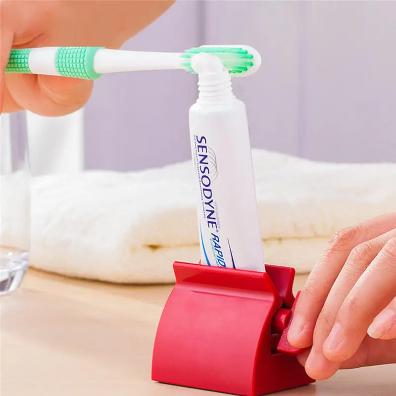 Plastic Portable Press Roller Toothpaste Tube Squeezer Toothpaste Dispenser Holder Stand Set For Bathroom Accessories