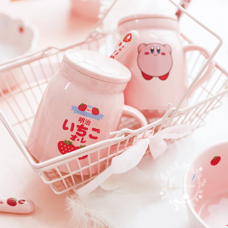 

Cute Cartoon Mug Office Coffee Ceramic Pink Girl Mugs Breakfast Milk Porcelain Cup Drinkware Drinking Christmas Gift