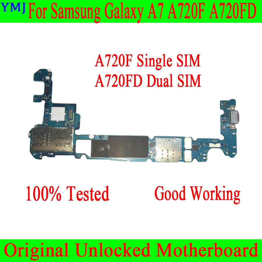 100% Оригинальный разблокированный для Samsung Galaxy A7 A720F A720FD 1SIM/2SIM материнская плата с
