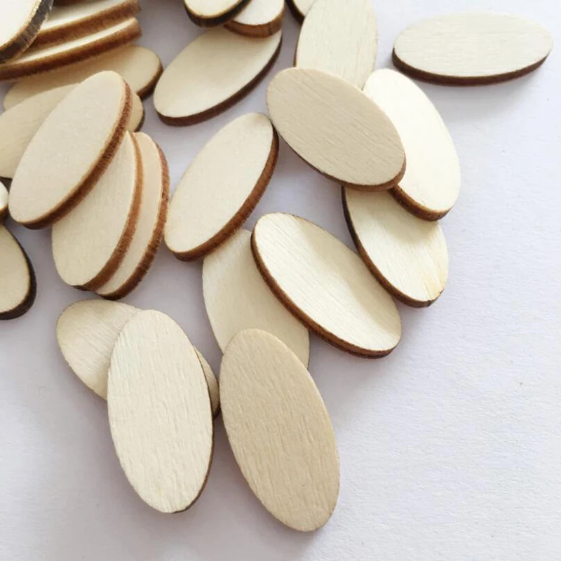 Natural Oval Shape Small Wood Chip 100PCS Child DIY Handmake Wooden Craft Wedding Home Decor Supplies | Игрушки и хобби