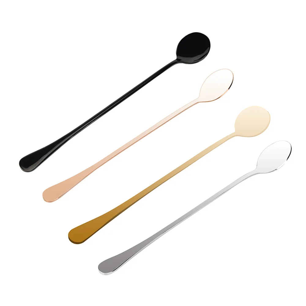 Ложки и нержавеющая сталь длинное мороженое Коктейльные чайные ложки кофе суп