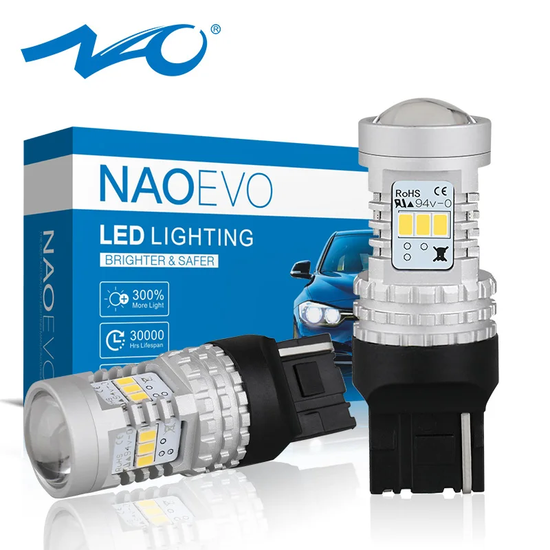 NAO T20 светодиодный 7440 лампочка красный W21W светильник лампы для авто тормоза поворота Янтарный Белый 12 в 14 шт. 3020 SMD чип Автомобильный светодиодный фонарь DRL супер яркий