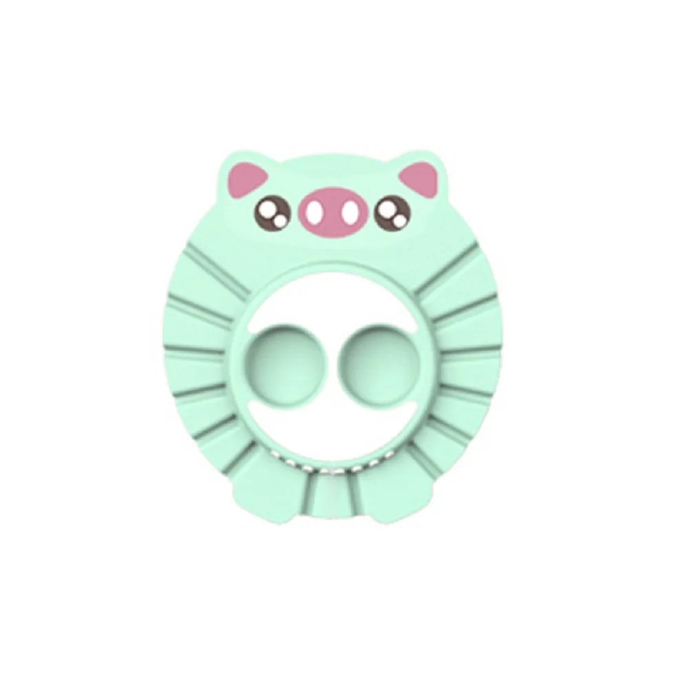 Green pig Новое поступление, детский шампунь с рисунком, регулируемый головной убор для душа, мягкая шапочка для купания, ушные волосы, водонепроницаемый экран - Цвет: Green pig