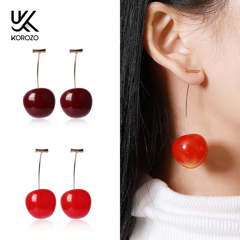 Новые модные темпераментные серьги для женщин и девочек красные вишневые с