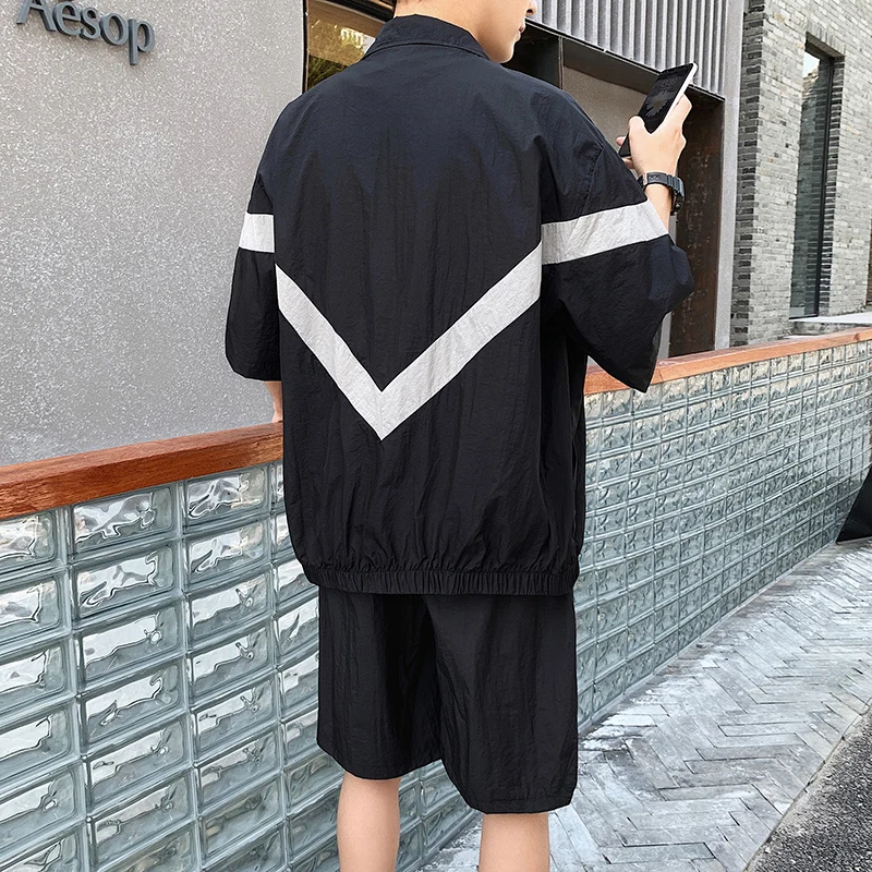 Мужской летний спортивный костюм корейская мода 2020 свободные мужские шорты