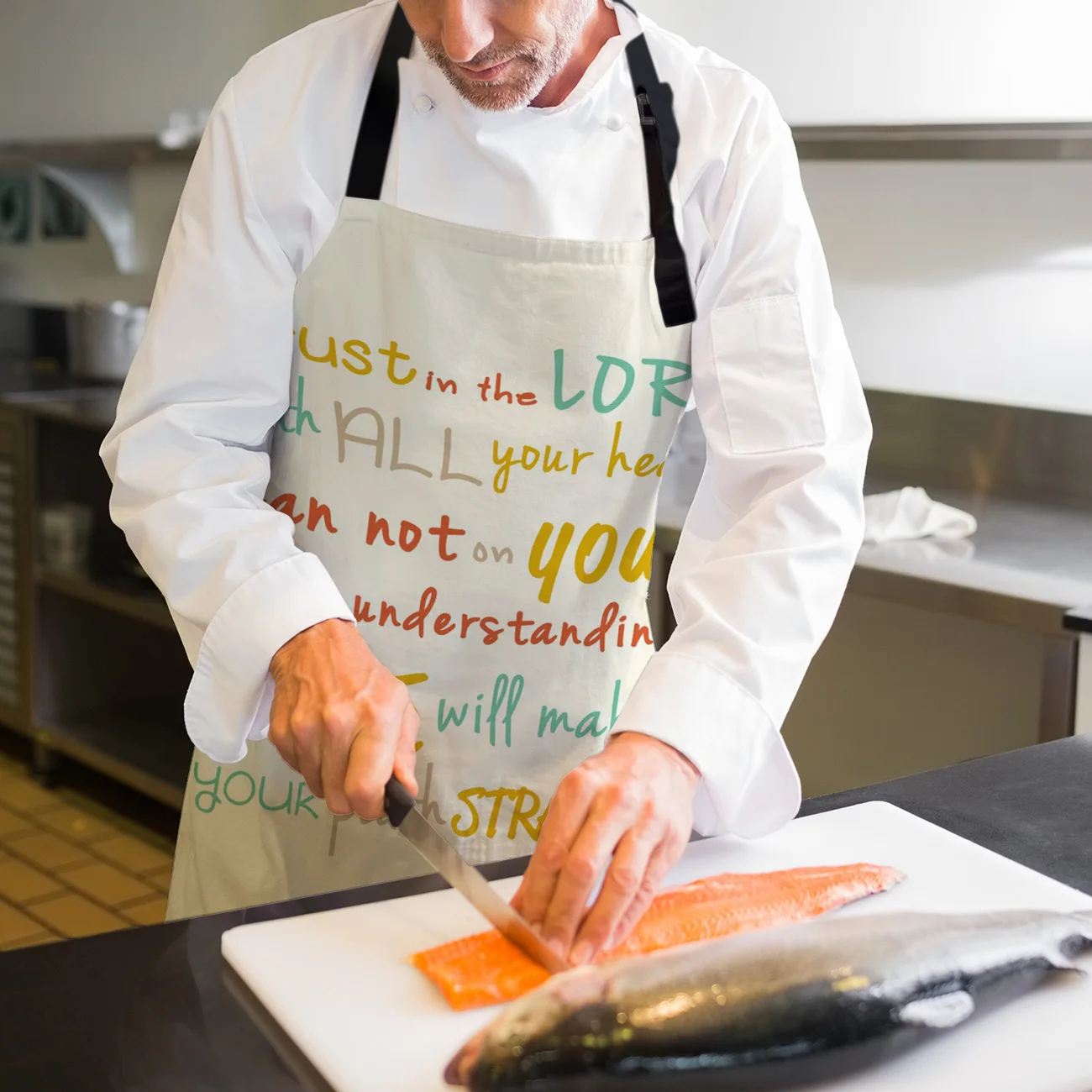 Доверие к лорду со всеми вашими сердцами напечатанные кухонные фартуки Прочный