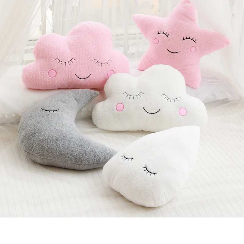

Nice Stuffed Cloud Moon Star Raindrop Plush Pillow Soft Cushion Cloud Stuffed Plush Toys For Children Baby Kids Pillow Girl Gift