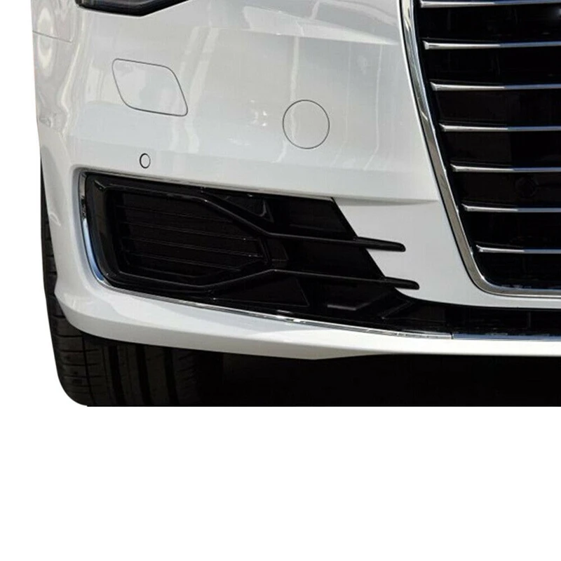 

Top!-2PCS L+R Front Fog Light Lamp Bumper Grille Cover For- A6 C7 2016-2018