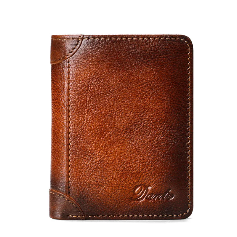 2022 New Men's Leather Wallet, Anti-theft Credit Card Function, Driver's License Rubbed Color Cowhide Short Leather Wallet