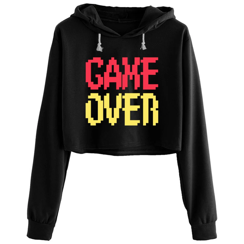 

Кроп-худи Game Over Y2k Kawaii Goth Grunge, пуловер для девочек