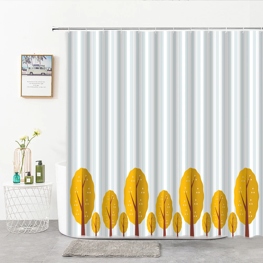 

Tropical Leaves And Peacock Shower Curtain Hand Painted Plant Home Bathroom Decorative Curtain Bath Supplies Washable With Hook