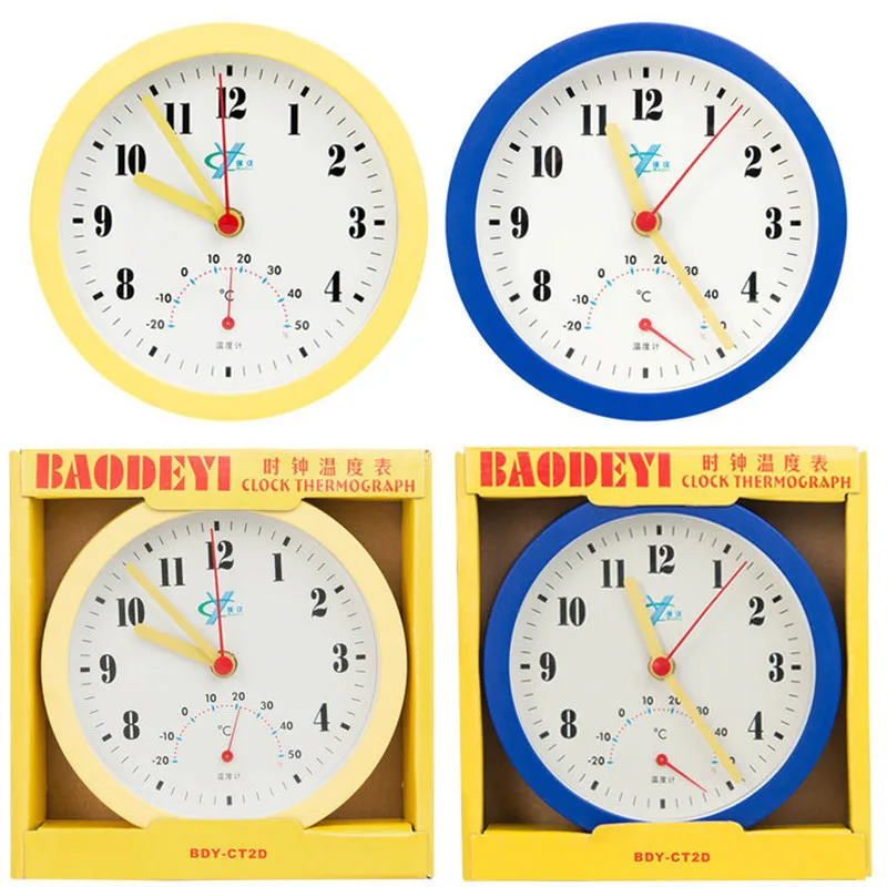 15 см Диаметр краткое настенные часы с термометром 2 вида цветов круговой цифровые