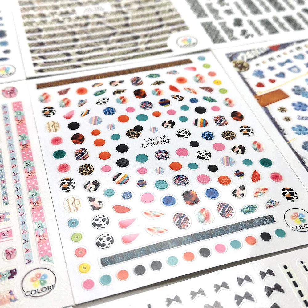 1 шт. серии текстуры 3D ногтей Стикеры кружевное платье в полоску с животным узором