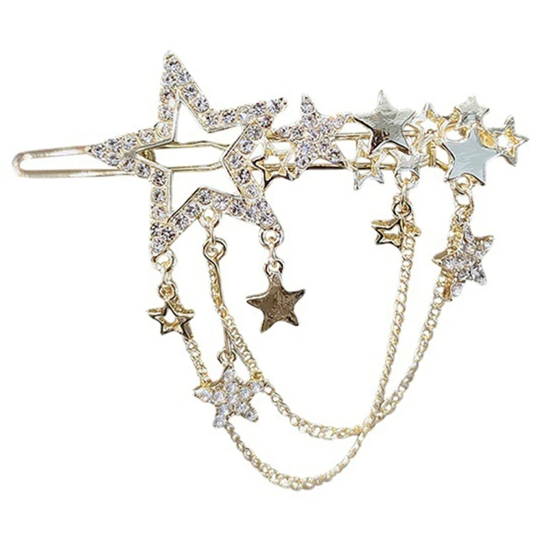 

634C сплав Висячие кисточки Звезды формы заколки для волос Dailywear костюм аксессуары для волос для женщин на вечерние Нескользящая шпилька для ...