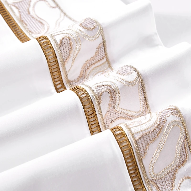 

Light Luxury Style Bedding Set 1500TC Solid Egyptian Cotton Embroidery Duvet Covet Bedsheet Pillowcase
