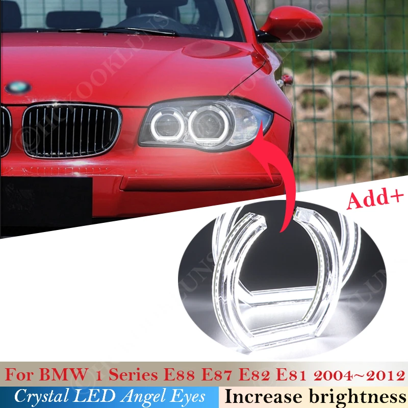 

For BMW 1 Series E81 E82 E87 E88 2004~2012 DTM Style Crystal LED Angel Eyes Halo Rings Light kits Xenon headlight Car styling