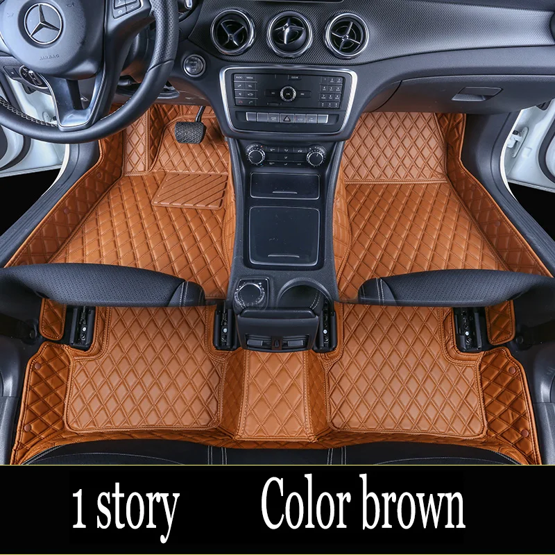 brown Водонепроницаемые кожаные автомобильные коврики для opel zafira tourer haval h9 volvo xc70 volvo s40 заказной коврик для ног автомобильный коврик автомобильные чехлы - Название цвета: brown