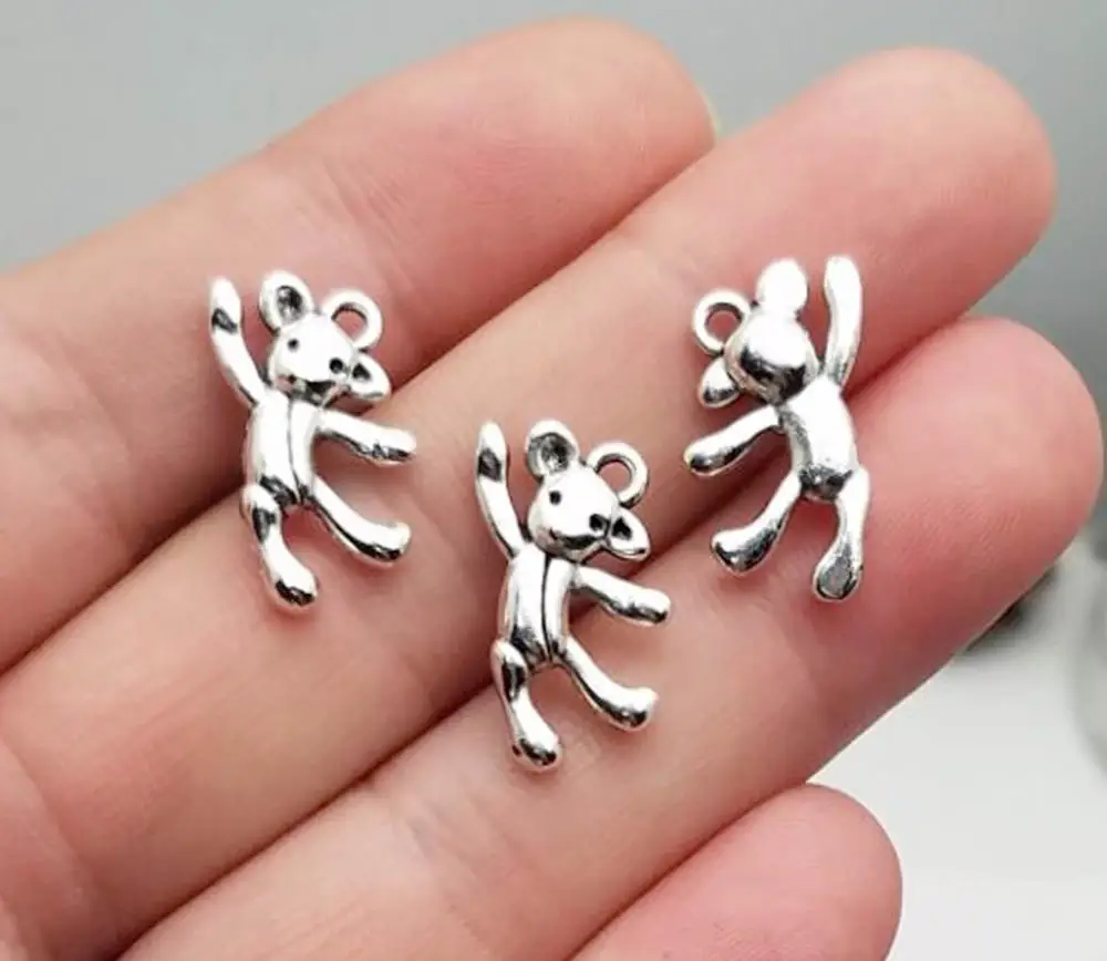 

25 шт./лот-19x10 мм, посеребренные подвески в виде медведя под старину, товары для рукоделия, аксессуары для ювелирных изделий