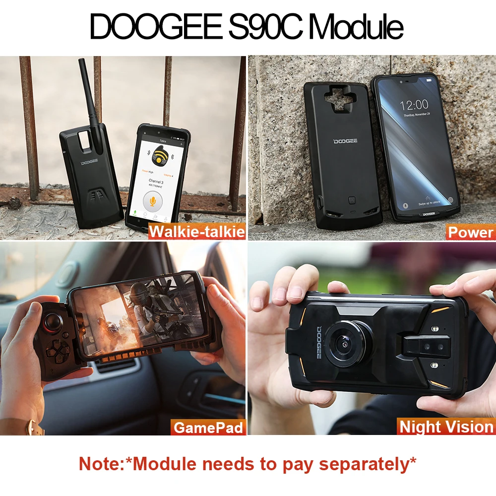 DOOGEE S90C IP68 модульный прочный мобильный телефон 6 18 дюймов дисплей Helio P70