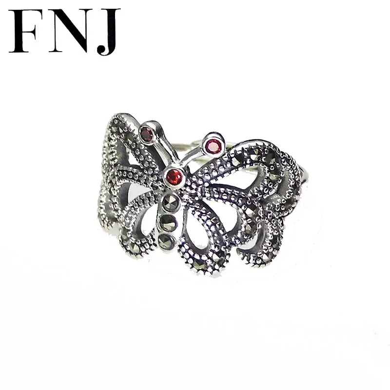 FNJ MARCASITE кольцо с бабочкой серебро 925 пробы регулируемый размер открытое