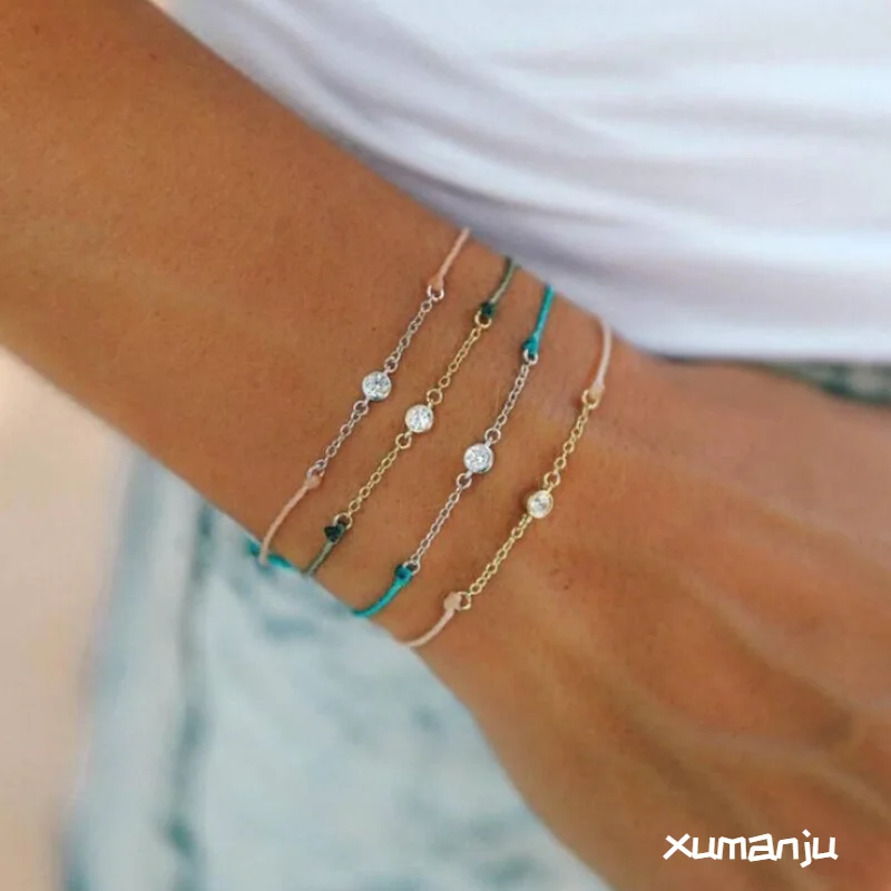 Фото Модные браслеты в стиле Харадзюку аксессуары для рук разные цвета веревочный