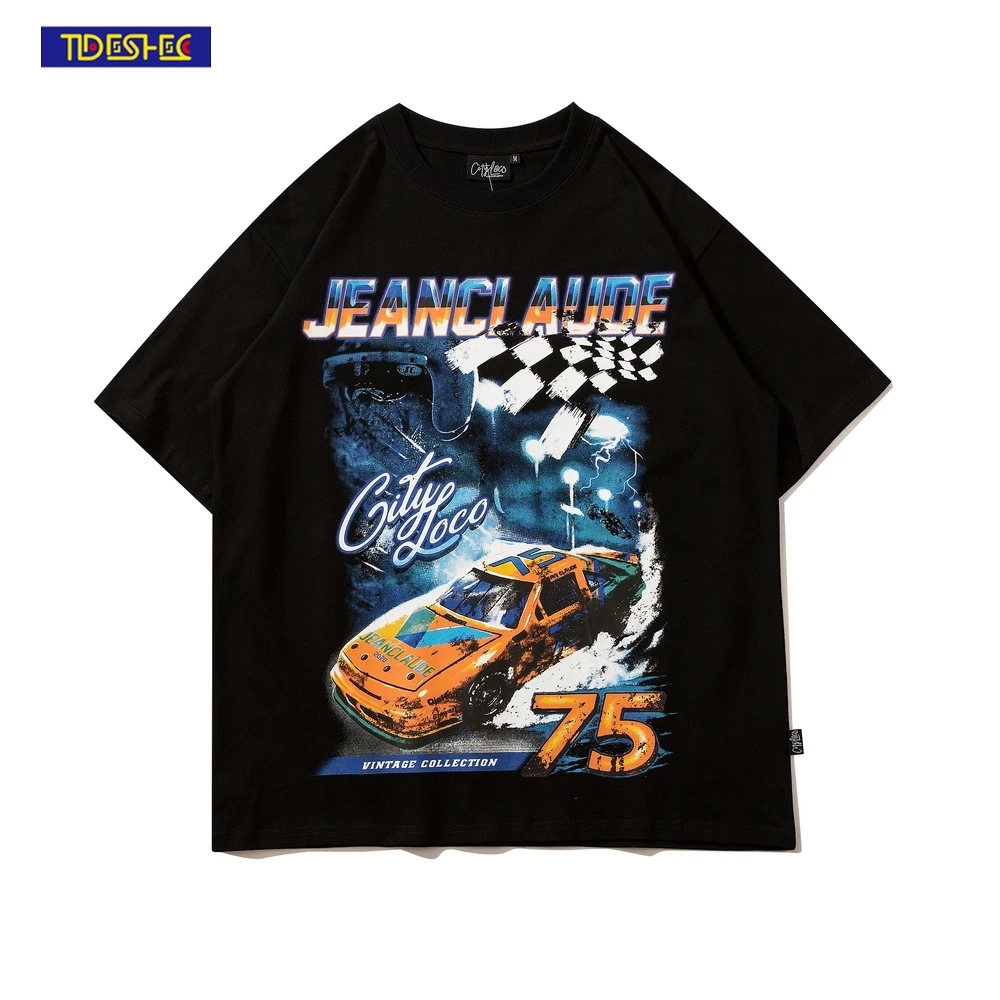 

Футболка мужская с принтом букв, хлопковая Свободная рубашка в стиле хип-хоп, с коротким рукавом, уличная одежда в стиле Харадзюку, весна-лет...