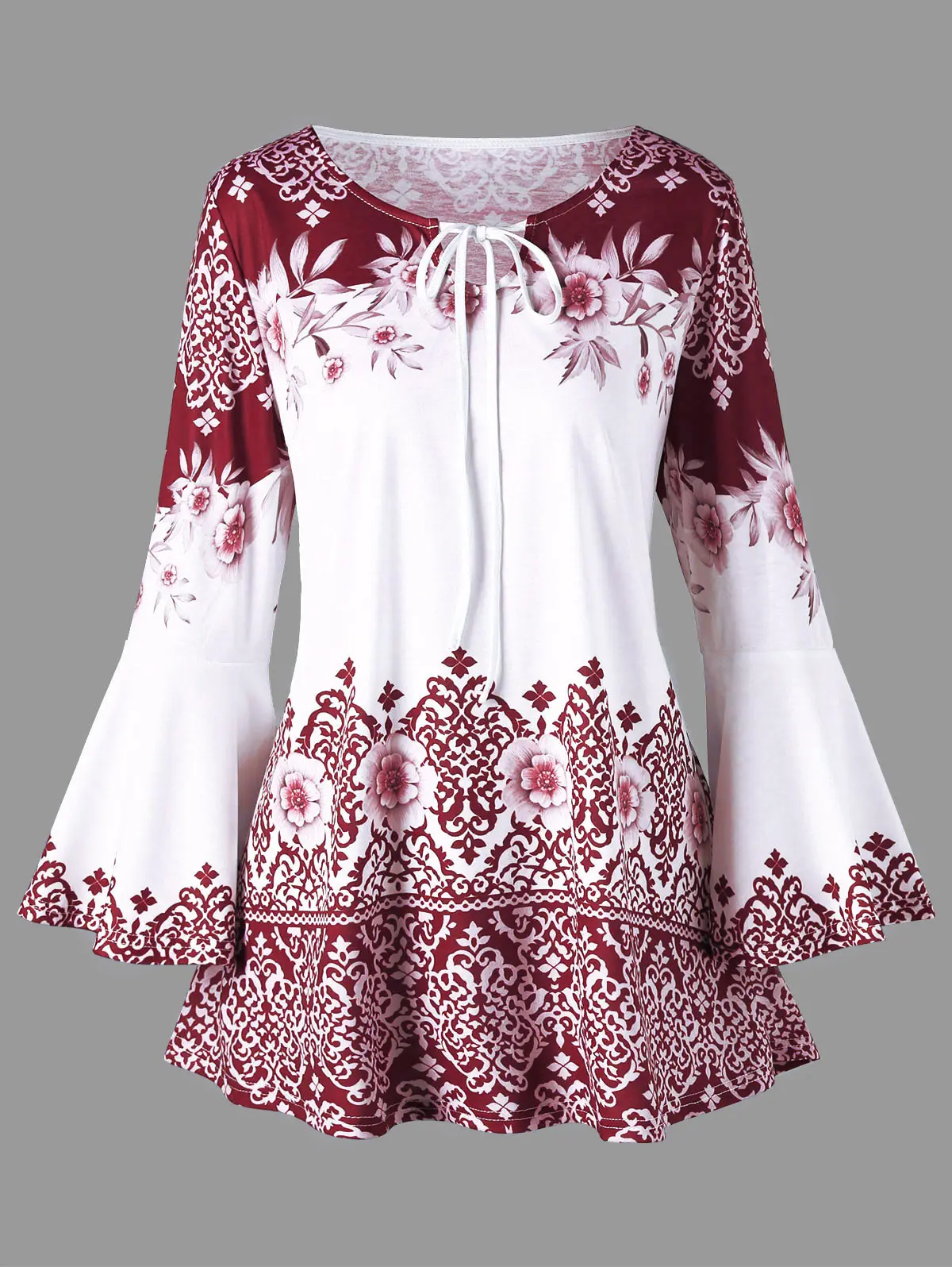 Футболка женская с длинным рукавом повседневный модный топ расклешенным принтом