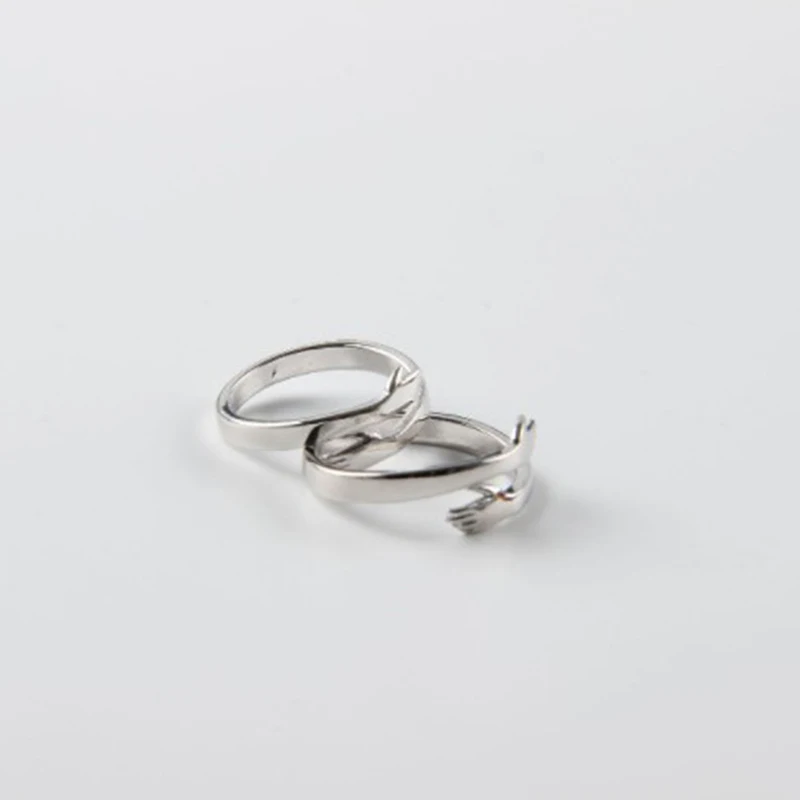 

New Ring Loving Hands Embrace Lovers Ring Contracted Alloy Men And Women Embrace Open Ring Colorfast Couple Ring Valentine gift