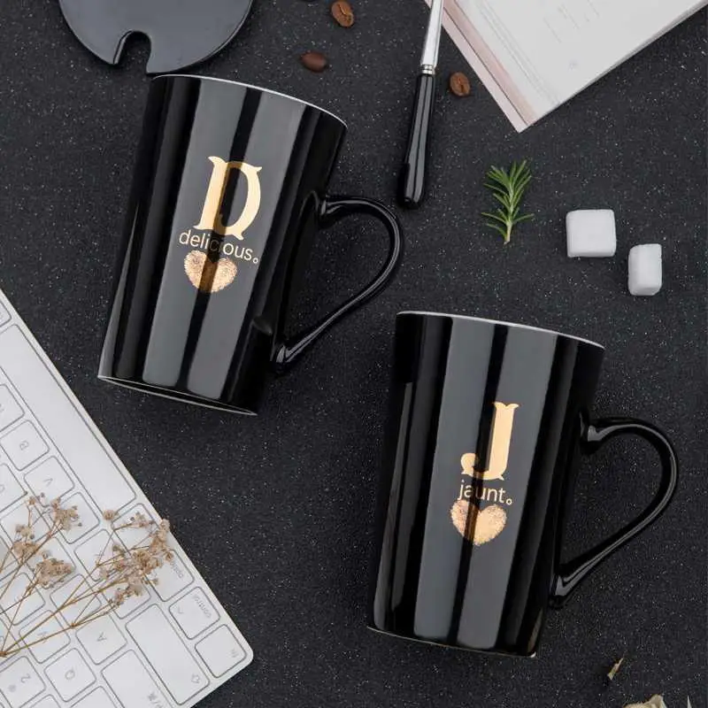 Креативная кружка с 26 английскими буквами и ложкой новая фарфоровая Офисная