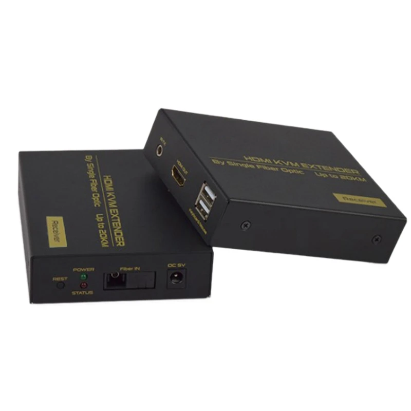 

FJGEAR HDMI KVM Extender 1080P 60Hz 20KM USB IR KVM HDMI Optical Fiber Extender for Keyboard Mouse Printer EU Plug