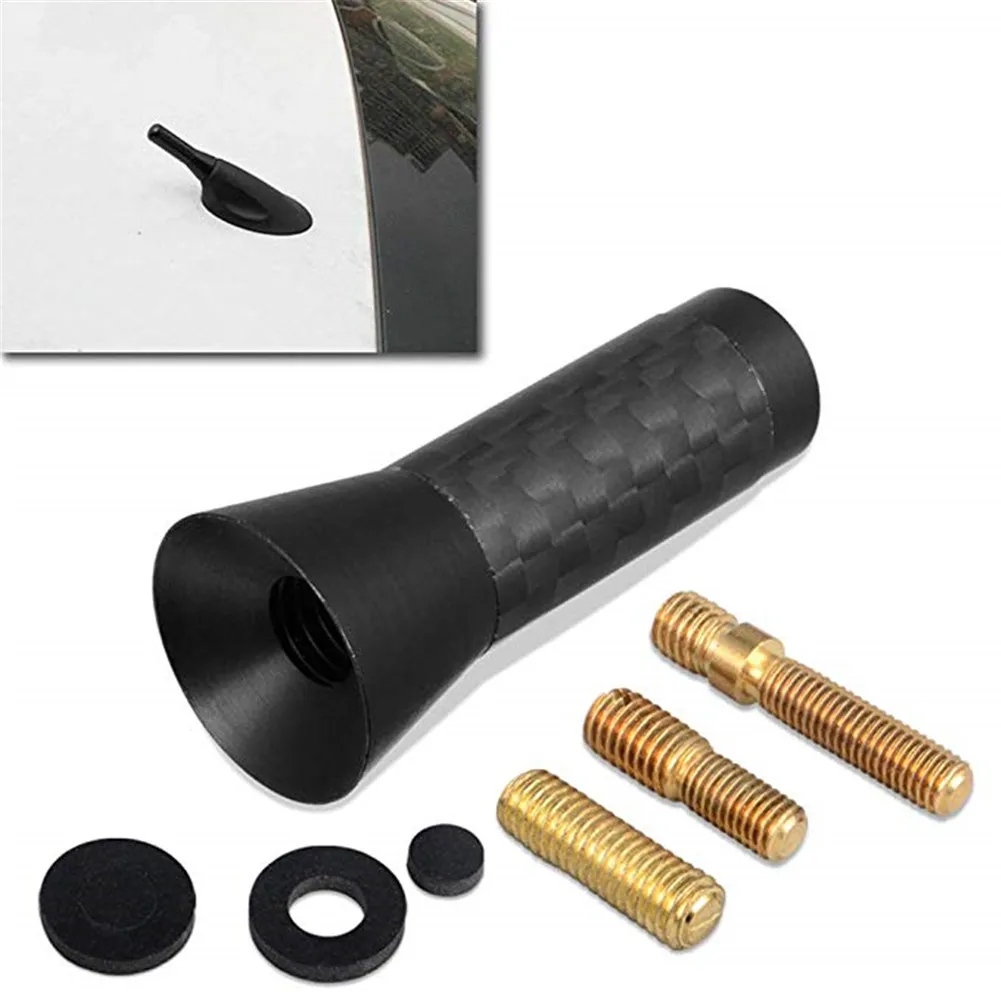 

New Car Short Antenna Aluminum Black 1.4" Shortest Carbon Fiber Vehicle Car Radio Antenna Aerial Universal Replacement Fast deli