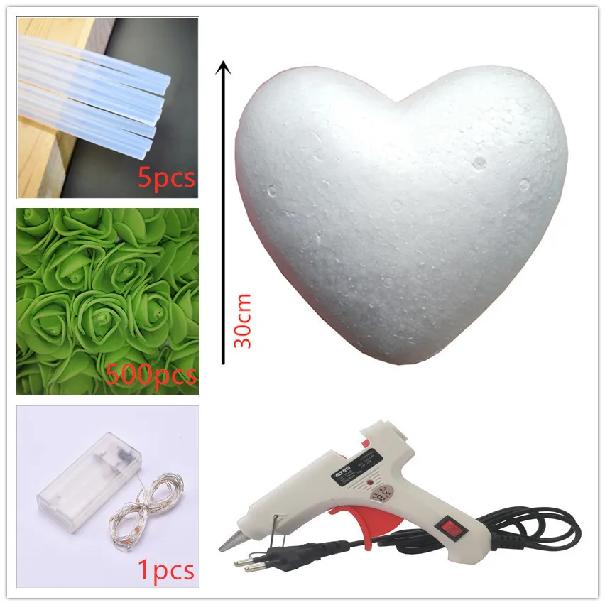 green DIY Красочные в форме сердца розы искусственные DIY ручной работы Цветы Романтический День Святого Валентина и свадебные подарки для девушки - Цвет: green DIY
